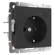 Изображение Умная встраиваемая розетка с заземлением с защитными шторками (черный матовый) W1171608